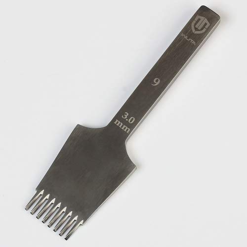 WUTA Leather Die-Steel Chisel French Style Pricking Iron Leather Punching Tool(3.0mm-8 Teeth,Obverse)