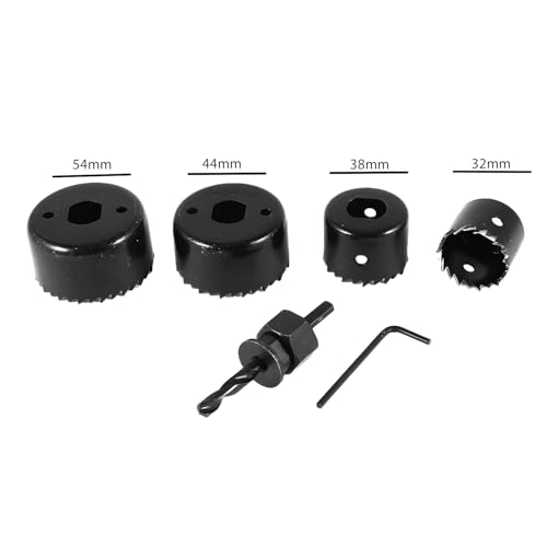 Image of Oblivion 6Pc Hole Saw Drill Bit Set - Circular Cutting Tool 32mm, 38mm, 44mm, 54mm Bi-Metal Heavy-Duty Bits for Wood & Metal, Multi-Size Saws with Quick-Change Power Accessories - Professional Kit.