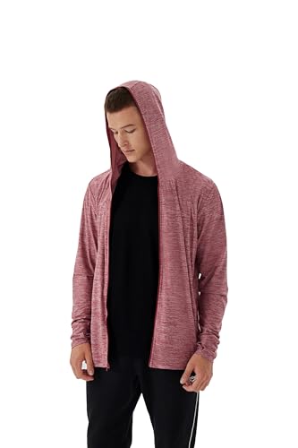 Woitury 12241-DARK RED-L Men'S Hiking Shirt Upf 50+ Uv Full Zip Sun Protection Jacket Hoodie With Pockets Lightweight Fishing Hiking Cooling Shirts Dark Red-L thumb #4