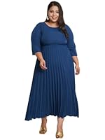 U&F Women Plus Size Midi Party Dress Navy Blue