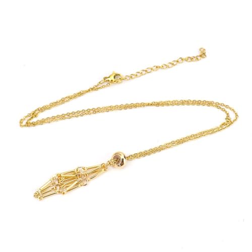 Yecomsy Crystal Stone Holder Necklace Handmade Stainless Steel Chain Mesh Pendant Necklaces Adjustable Crystal Cage Necklace Jewelry Accessories Gifts for Women Men, Stainless Steel, No Gemstone