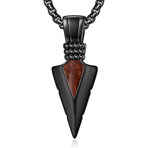 ADMETUS Arrowhead Necklace for Men 925 Sterling Silver Native American Jewelry American West Pendant Protection Gifts for Outdoor Sports Enthusiast with 2.5mm 22