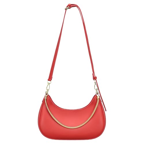 Image of Shoulder Bag for Women PU Leather Crossbody Bags Clutch Purse with Adjustable Strap Crescent Women's Hobo Handbag with Zipper