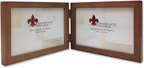 Lawrence 766064D Nutmeg Wood 6x4 Hinged Double Picture Frame