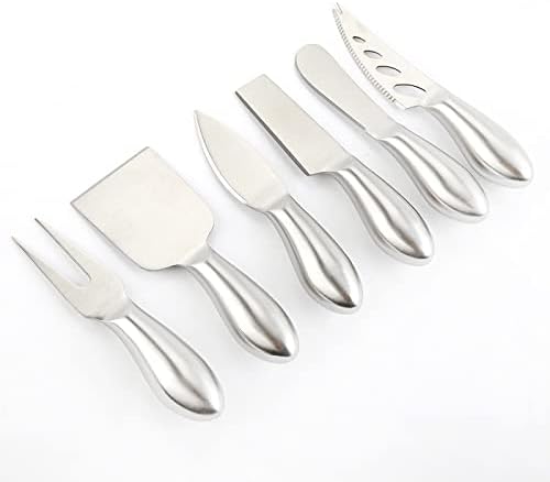 Miniatura 7 de BURU Juego de cuchillos de queso de acero inoxidable de 6 piezas para embutidos con esparcidor, tenedor y estuche con los mejores cuchillos de