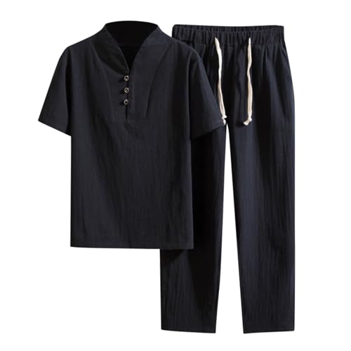 Survêtement homme col en V avec pantalon long léger pour le printemps