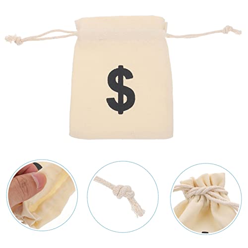STOBOK 12 Stücke Kordelzug Geld Taschen Dollar Zeichen Bank Tasche Sackleine Kordelzug Tasche Würfel Tasche Schmuck Beutel Hessische Jute Tasche für Casino Theme Poker Party