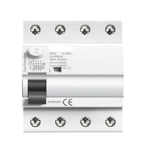 Disyuntor electromagnético 4P 63A que previene accidentes por fugas de corriente 100mA