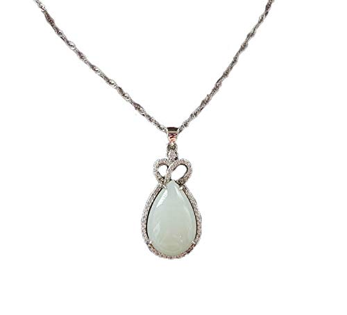 Collier en Jade Naturel et Pendentif en Argent Hetian Jade 925 pour femme