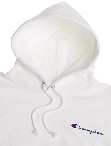 Champion LIFE mens Reverse Weave Pullover Hoodie Hooded Sweatshirt, White - Left Chest 