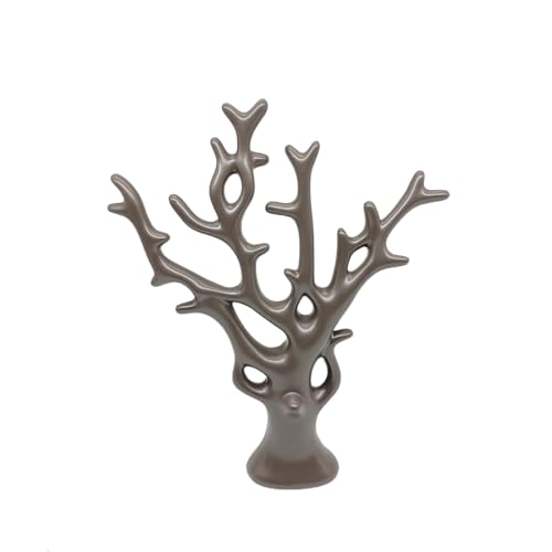 Image of NOSCOMP Grey Money Tree Ceramic Decor - 30cm Tall Feng Shui Wealth Tree for Home & Office Decor - Elegant Ceramic Lucky Tree Ornament, Perfect for Living Room, Desk, or Gift