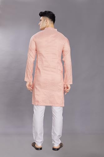 Image of DIVISIVE Men's Jequard Embroidered Art Silk Slim Fit Only Kurta