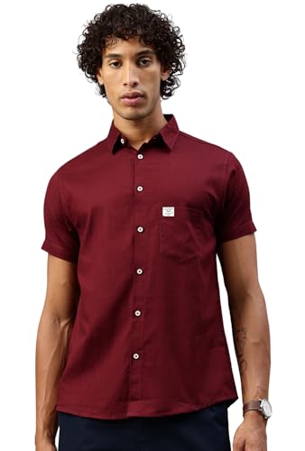 Image of Majestic Man Men Slim Fit Pure Cotton Solid Half Sleeve Casual Shirt