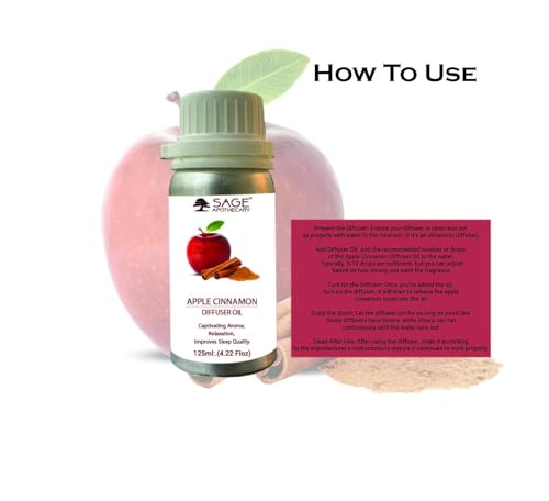 Image of Sage Apothecary Apple Cinnamon Diffuser Oil Natural Aromatherapy Oil for Sleep and Relaxation - 125 ml