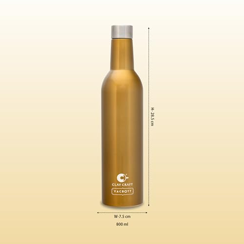 Image of Clay Craft Vacbott IVY Wine Double Walled|18 Hours Hot and 24 Hours Cold Water Vacuum Insulated Flask Bottle|1 Pcs|760 ml Water Bottles|Travelling|BPA-Free|BIS Certified|1Year Limited Warranty