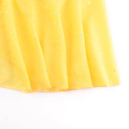 Image of EQSJIU Ballet Leotards for Girls with Removable Skirt Combo Tie Ruffle Sleeve Outfit