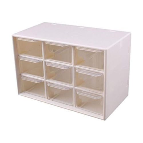 Image of 9 Drawer Plastic Rectangular Small Storage Box for Desk, Cabinet, Sewing Kit, Spice (18 x 10 x 12 cm)