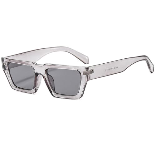 Gafas de sol vintage para mujer y hombre, pequeñas, rectangulares, color gris gelatina, gafas de sol para mujer