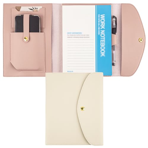 ANNASAMDO 2 Stück Notizbuchhülle Aus Leder A5 Nachfüllbares Notizbuch Organizer für Büro Notizblöcke Beige Rosa