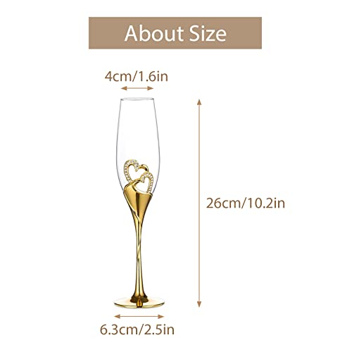 Sziqiqi CN-129 Wedding Champagne Glass Set Gold Toasting Flute Glasses Deluxe Pack Of 2 thumb #5