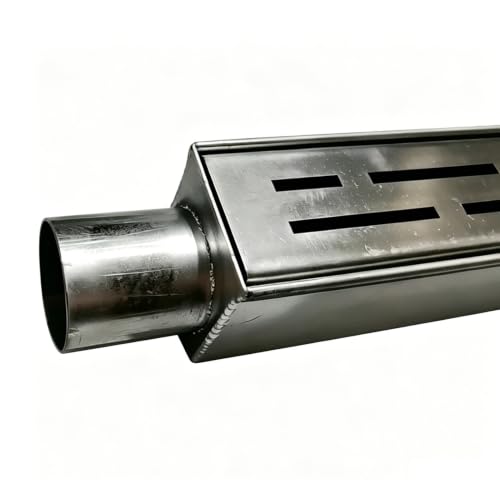 Canaleta Desague Kit de Desagüe de Canal de Acero Inoxidable 304, Tapa de Rejilla de Desagüe de Zanja Estrecha con Salida, Drenaje Pluvial para Patios y Entradas de Vehículos(10x4cm(4'x1 5/8'))