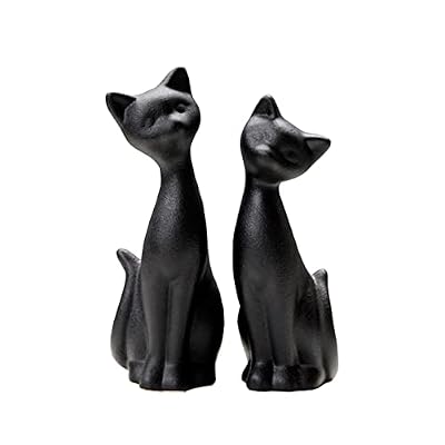 Pair of Ceramic Black Siamese Cats