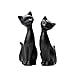 QIANLING 2Pcs Black Cat Statue, Home Decor Mini Cat Figurines, Room Decor Matt Ceramic Small Cat Figurine, Give Cat Figurines for Cat Lovers,Ideal for Interior Decoration Or Couples, Wedding Gifts