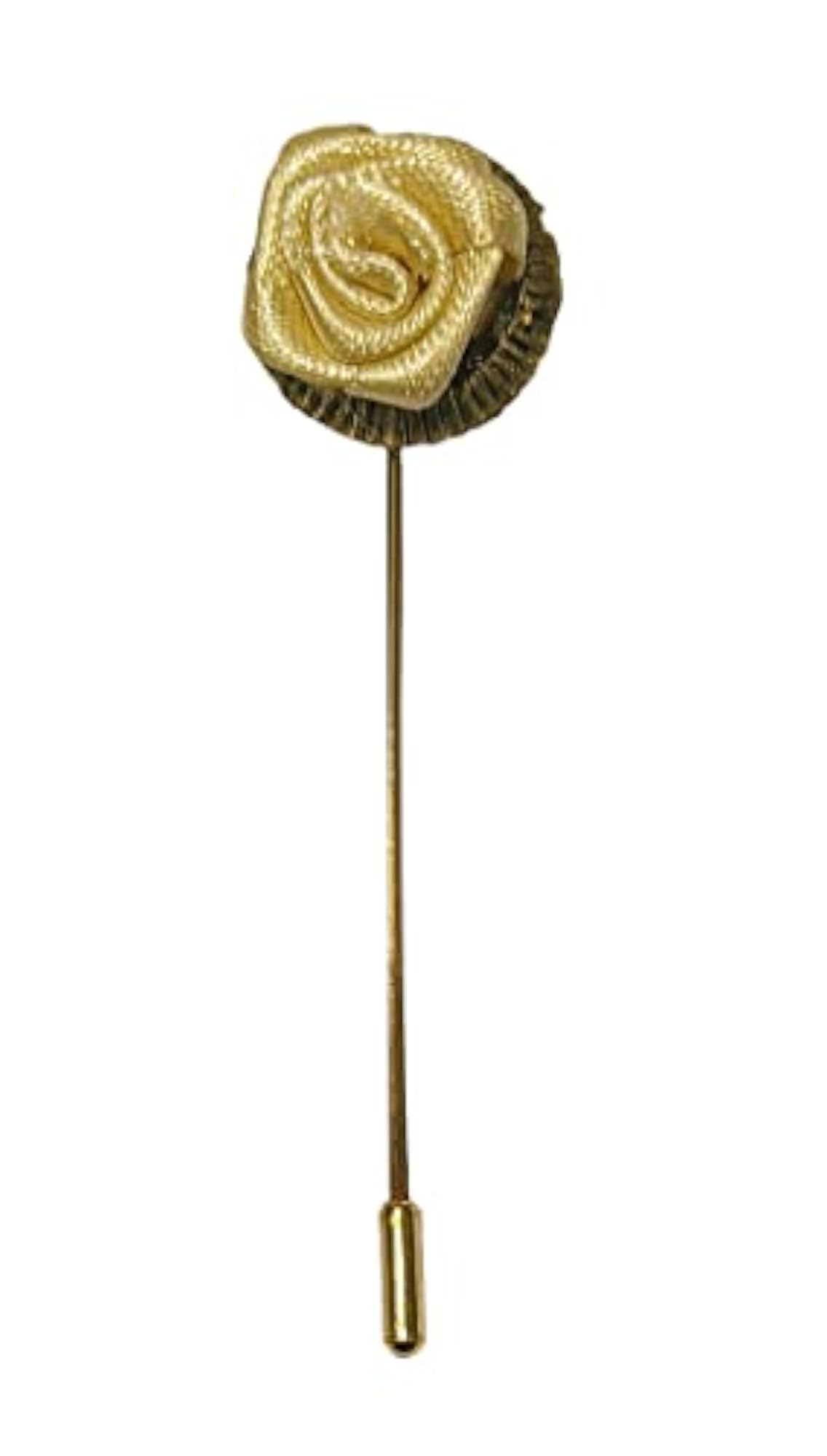 Unisex Gold Plated Ribbon Rose Floral Brooch Lapel Pin