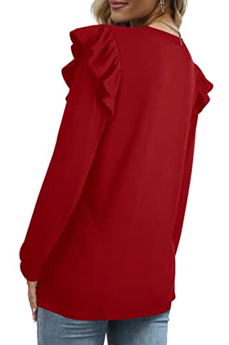 Womens Tops And Blouses Trendy Long Sleeve Christmas Shirts For Women Maroon Xl #TOP3