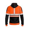 trending babz Mens Hi Vis Pullover Hoodie Reflective Tape Safety Work Drawstring Multi Zipped Pockets High Viz High Visibility Hoodie Sweatshirt (UK, Alpha, XXL, Regular, Regular, Orange Black 15) #1