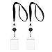 2018 Updated CarryLuxe Lanyard with ID Holder Sets (Black,2 Pack)- Flat Polyester ID Lanyard with Retractable Badge Reel & Vinyl Name Badge Holder