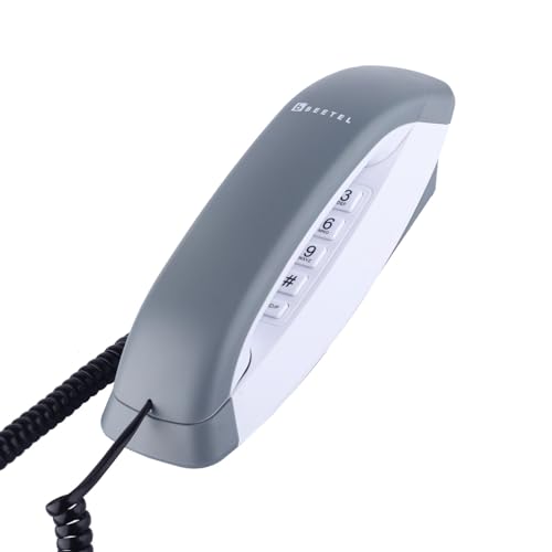 Image of Beetel B29 Designer Slim and Stylish Corded Landline Phone,Ringer Volume Control,Wall /Desk Mountable,Clear Call Quality,Compact Design,Tone Pulse /Flash /Redial Function (Made in India)(Grey White)(B29)