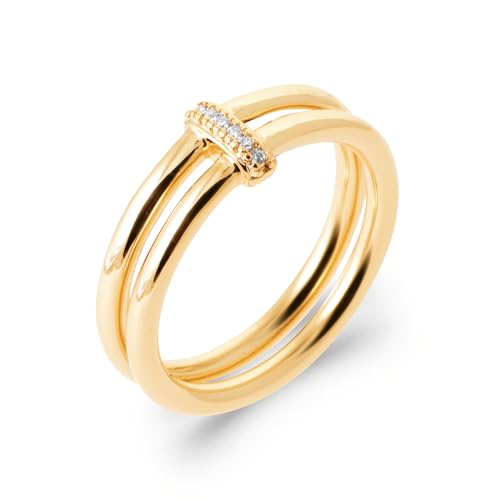 Bague double anneau plaqué or pour femme - Le bijou ajustable au quotidien du matin au soir