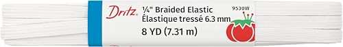 Dritz Braided Elastic 1/4'X8yd-White