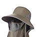 predolo Fishing Hat with Neck Flap for Men Women Windproof Strap Sun Protection Cap Bucket Hats for Hiking Climbing Cycling, Dark Green