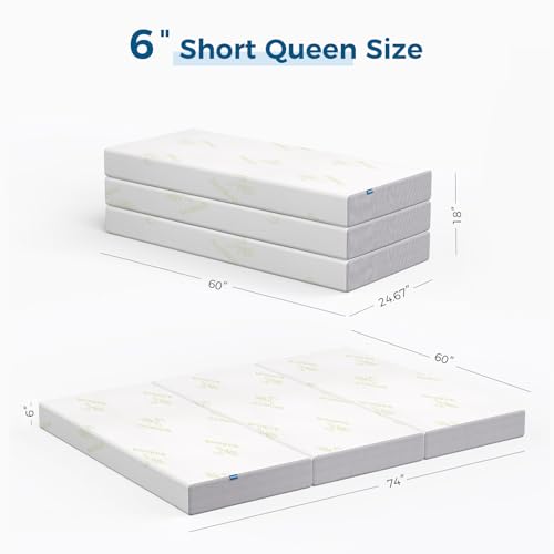 Image of Inofia Short Queen Mattress for RV, 6 Inch Trifold Memory Foam Mattress