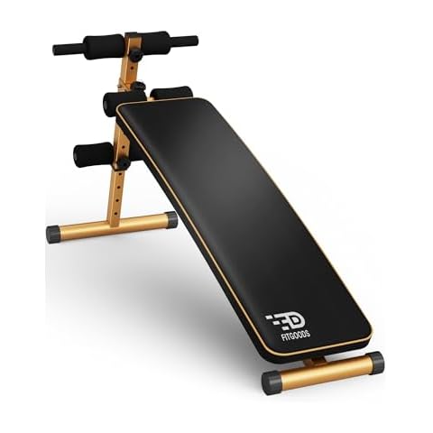FitGoods Sit Up Bench, Adjustable Workout Bench for Ab Exercise, Curved Incline/Decline Slant Bench, Five Adjustment Levels, Great Home Gym Workout Equipment for Building Abs and Core Muscles Cover