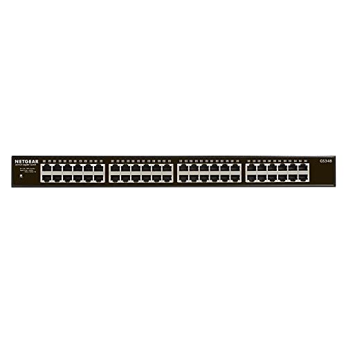 NETGEAR Conmutador de Red Gigabit de 48 Puertos (GS348) Conmutador Ethernet   De sobremesa o para Montaje en Bastidor, y protección Limitada de por Vida