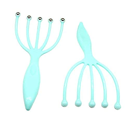 SinLoon Head Massager,Protable Hand Held SPA Scalp Massager Steel Ball Run Blood Circulation Tool Equipment Stress Relax Blue (2-Pack)