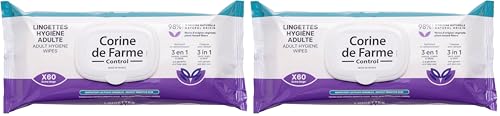 Corine de Farme, Lingettes Hygiène Adulte Extra-Larges x60 - Nettoyage Doux pour Peaux Sensibles,...
