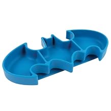 Bumkins Toddler and Baby Suction Plate, Silicone Grip Dish, Babies and Kids, Baby Led Weaning, Children Feeding Supplies, Non Skid Sticky Bottom, Platinum Silicone, Ages 6 Months Up, Batman Blue