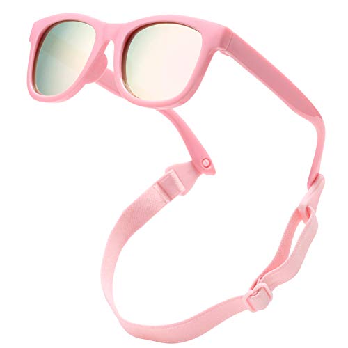 Image of COASION Bendable Flexible Polarized Newborn Baby Sunglasses with Strap for Infant Boys Girls Age 0-12 Months CA8042