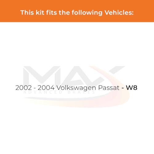 Image of Max Advanced Brakes Front Brake Kit Compatible With 2002 2003 2004 VW Passat W8 Replacement Premium OE Disc Brake Rotors and Ceramic Brake Pads