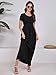DEARCASE Maxi Dress for Women Black Medium Crewneck Short Sleeves Wedding Guest A-line Casual Party Vintage Spring Summer Beach Long Dresses with Pockets