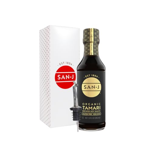 San-J - Organic Gluten Free Tamari Soy Sauce - Specially Brewed - Made with 100% Whole Soy - 10 oz....
