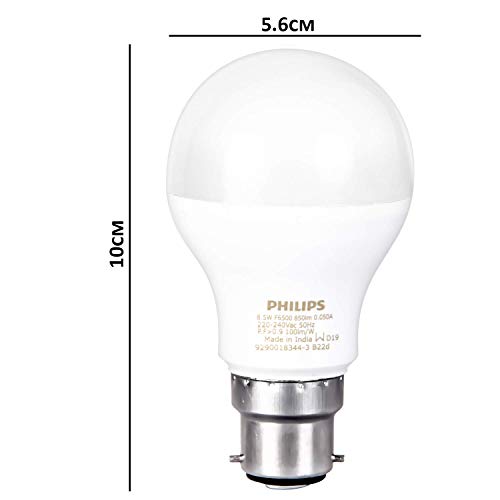 Image of Philips Ace Saver 8.5W B22 LED Bulb, Crystal White, Pack of 6