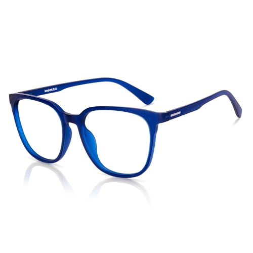 LENSKART BLU | Zero Power Blue Cut Computer Glasses | Anti Glare, Lightweight & Blocks Harmful Rays | UV Protection Specs | Men & Women | Large | LB E