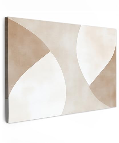 MuchoWow© Impression sur Toile Decoration Murale Peinture 120x80 cm Tableaux Decoratifs Muraux Déco Chambre Tableau Salon Brun - Japandi - Abstrait