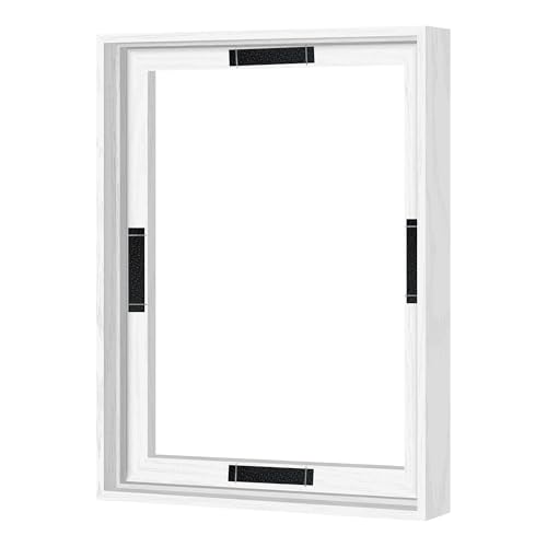 Abtgt 11x14 Canvas Floating Frame with 0.9 Deep White Floater Frame for Canvas Paintings with Adhesive Vertical or Horizontal Wall Art frame for Prints Oil Painting Diamond Decor 1 Pack.