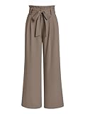 LILLUSORY Wide Leg Dress Pants Womens Petite Palazzo 2025 Flowy Summer High Waisted Paperbag Business Casual Outfits Clothes Office Cute Teacher Work Trousers Straight Dressy Slacks Clothing Coffee